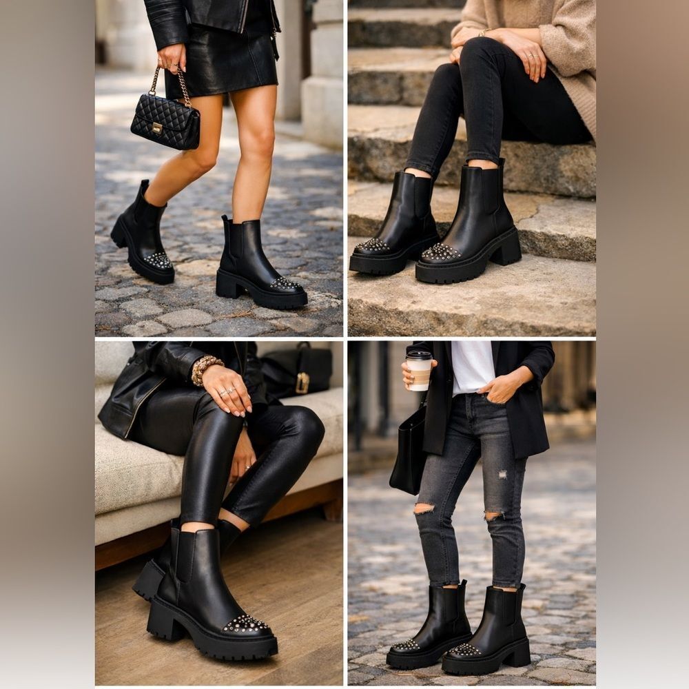 Jessica Simpson Jimmie Moto Calf Boot Black Womens 6.5